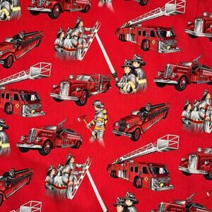 Firefighters by The Alexander Henry Fabric Collection - 1/2 Yard - Firetruck